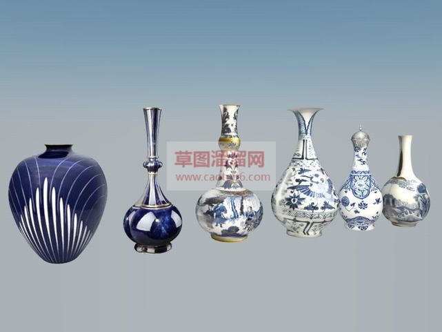 花瓶古董瓷器SU模型