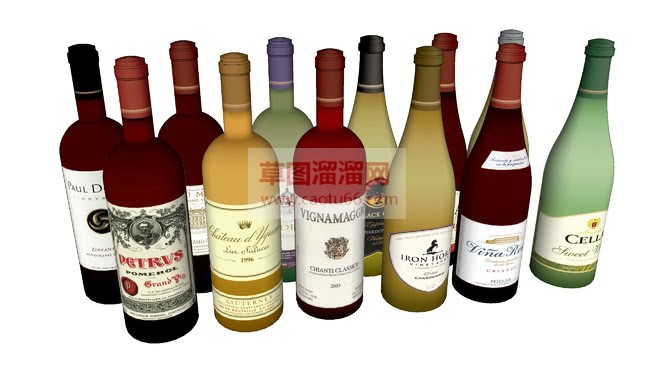 红酒酒瓶SU模型
