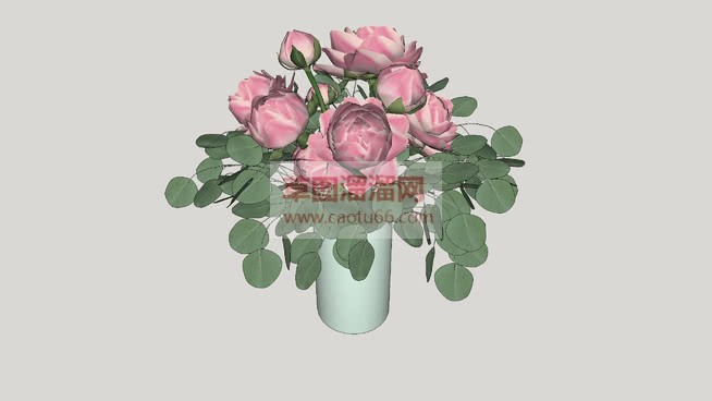花瓶玫瑰花免SU模型