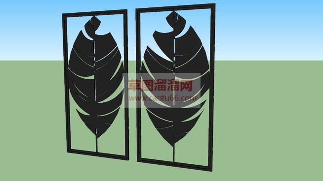 画装饰叶子金SU模型