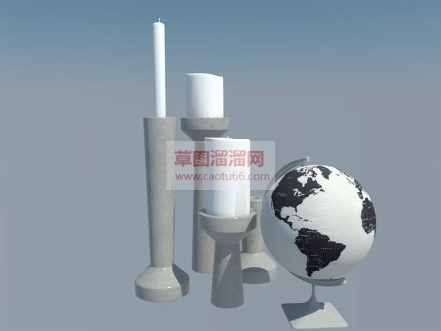 蜡烛台地球仪SU模型