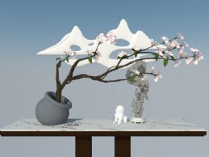 石狮子盆景中SU模型