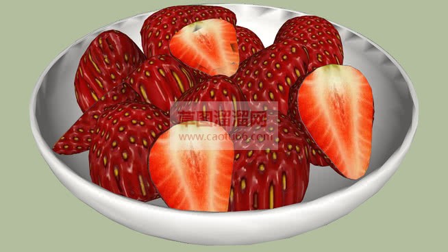 碟子草莓水果SU模型