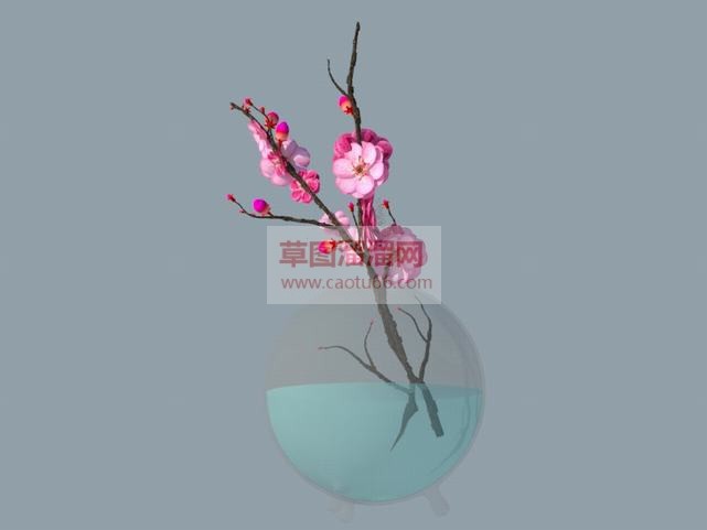 一枝梅梅花插SU模型