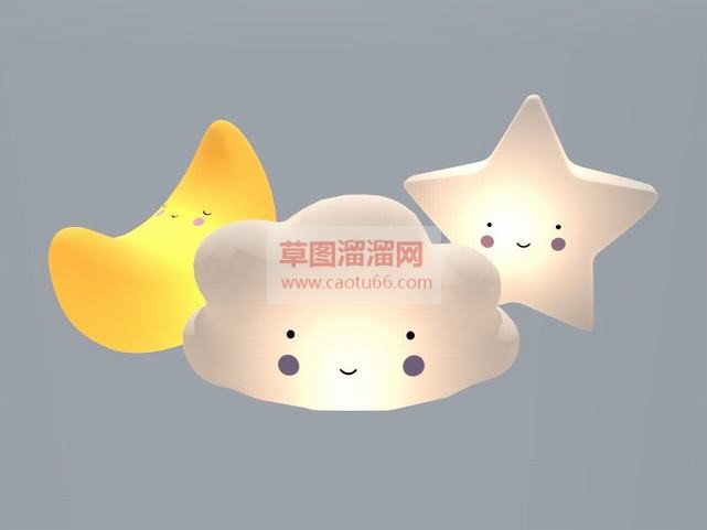 星星月亮云朵SU模型