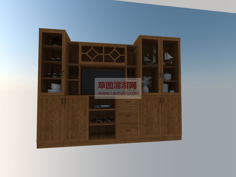 酒柜组合柜工SU模型