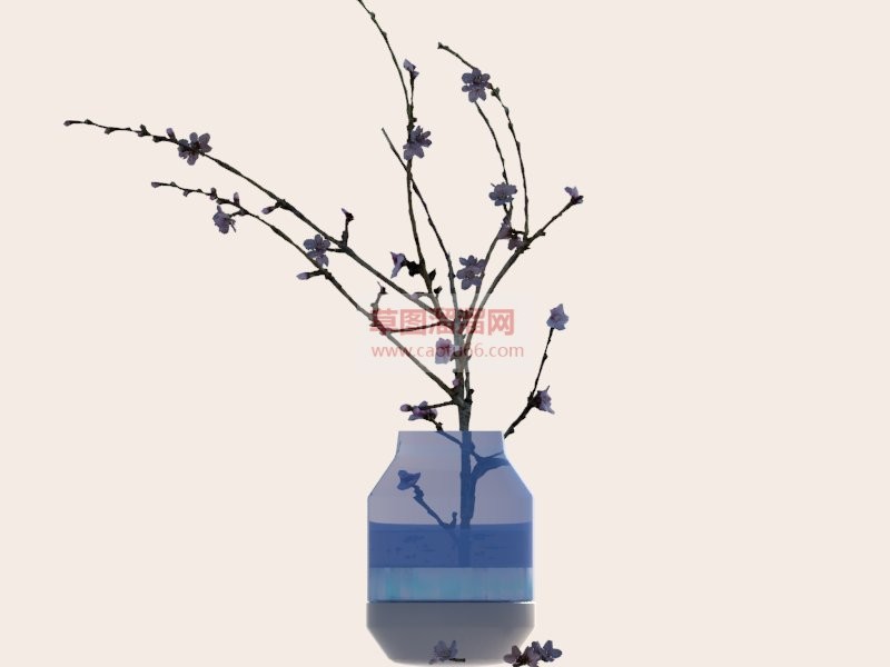 桃花插花花瓶SU模型
