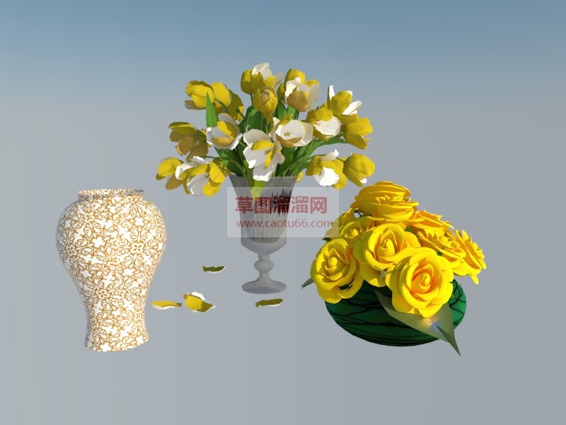 花瓶黄花SU模型
