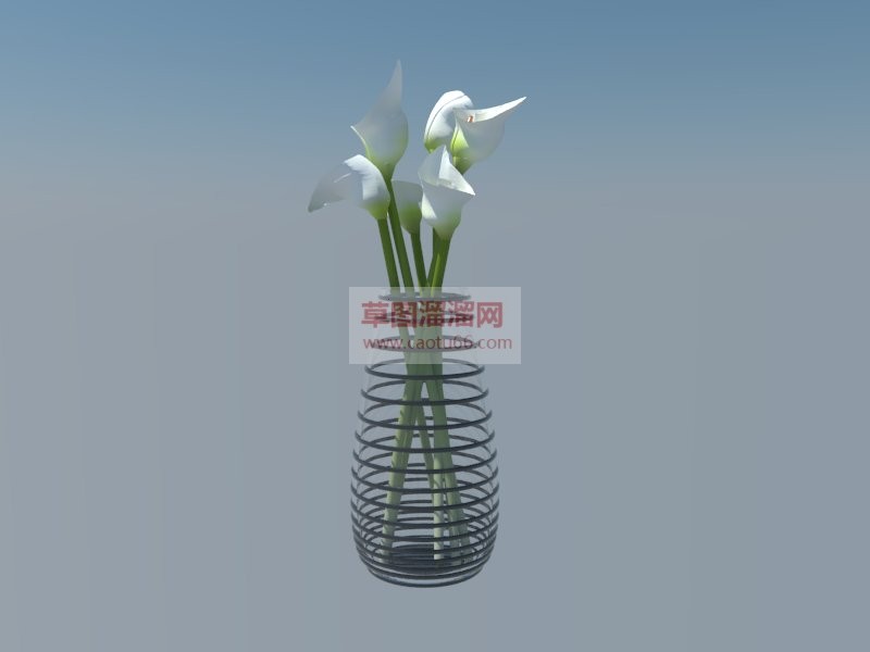 螺旋花瓶装饰SU模型