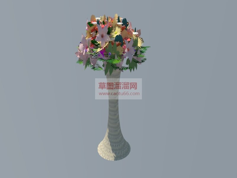 高脚花瓶花钵SU模型