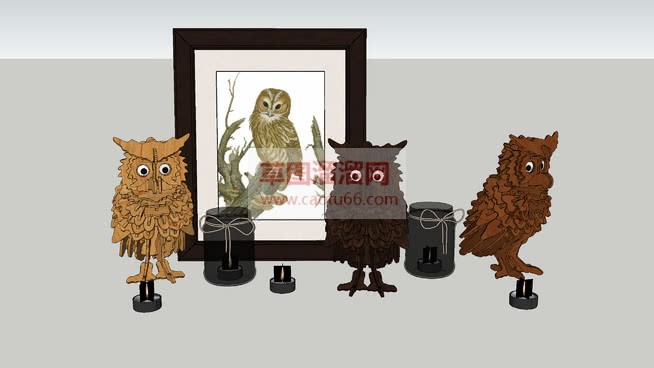 猫头鹰工艺品SU模型