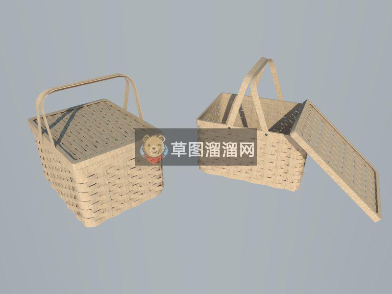 手提篮竹篮SU模型
