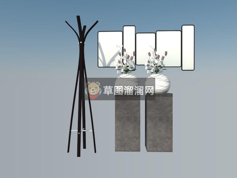 落地挂衣架SU模型