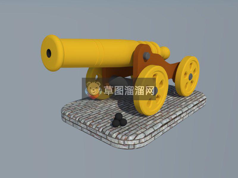 工艺品小钢炮SU模型