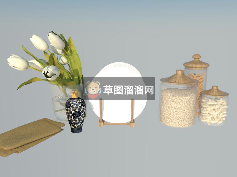 装饰碟子花瓶SU模型