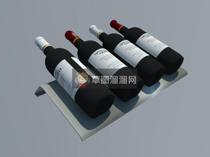 红酒酒瓶酒架SU模型