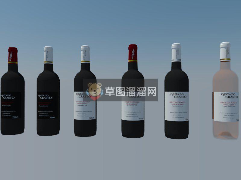 红酒酒瓶子SU模型