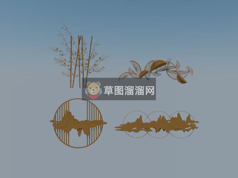 中式墙饰饰品SU模型