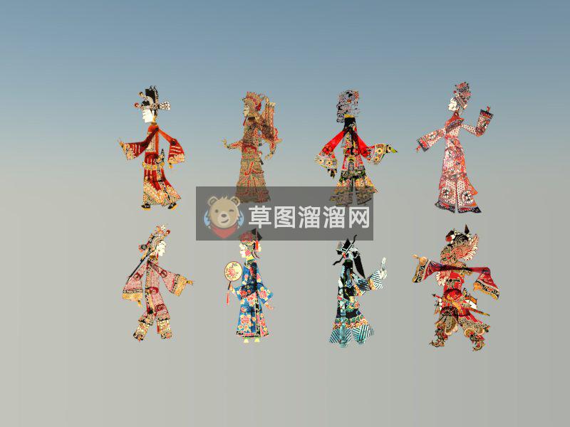 中式皮影戏装饰SU模型