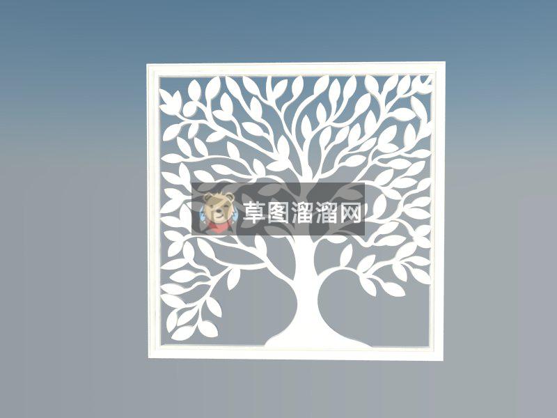 雕花树形装饰板SU模型