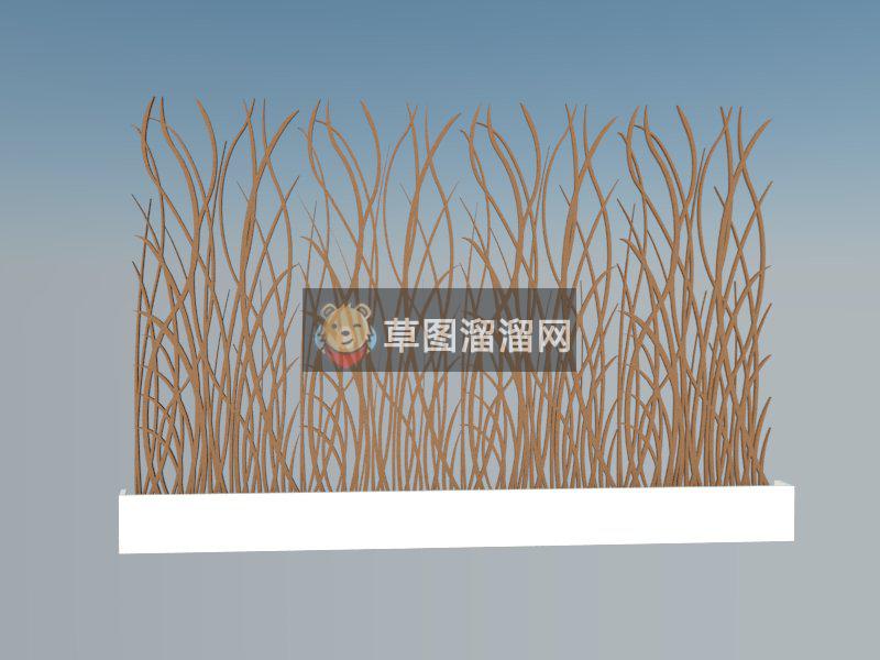 小草装饰背景板SU模型