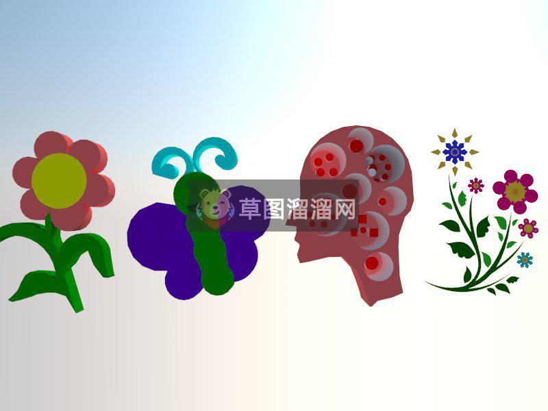 幼儿墙装饰品花朵SU模型