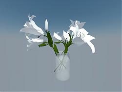 白百合白花花瓶SU模型