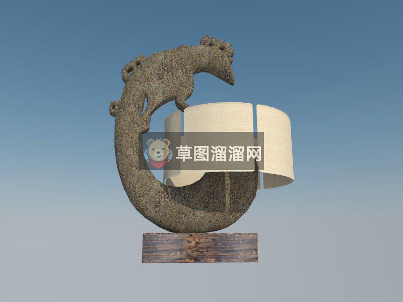 壁虎工艺品雕塑SU模型