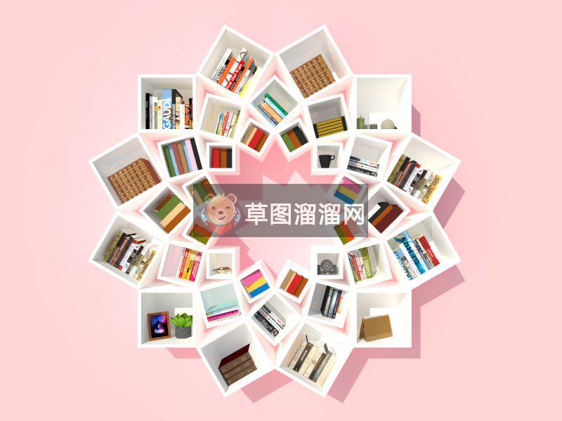 创意书架书柜SU模型