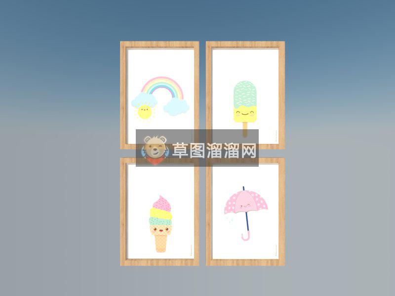 木框照片墙SU模型