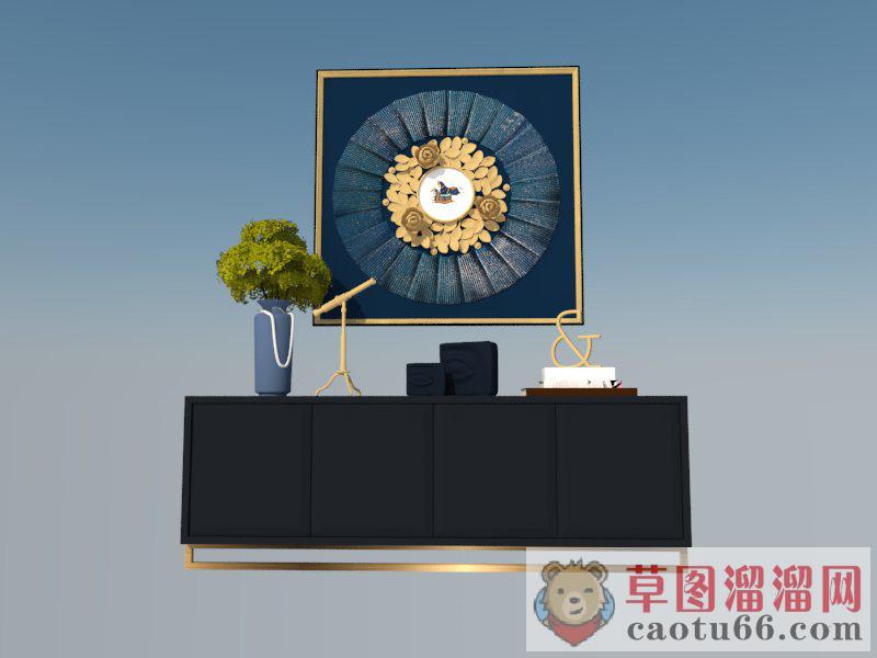 边桌柜花瓶装饰品SU模型