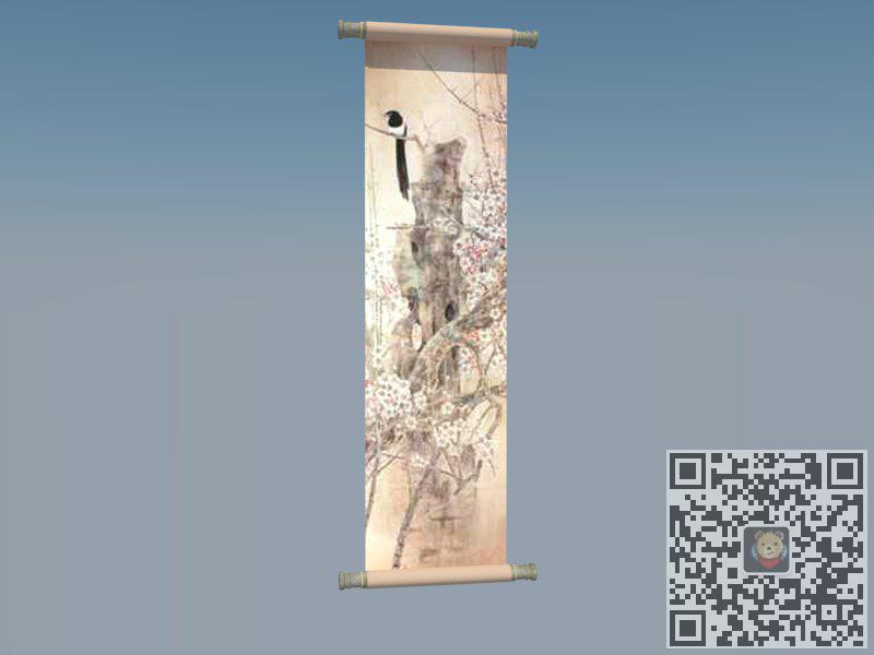 中式卷轴挂画SU模型