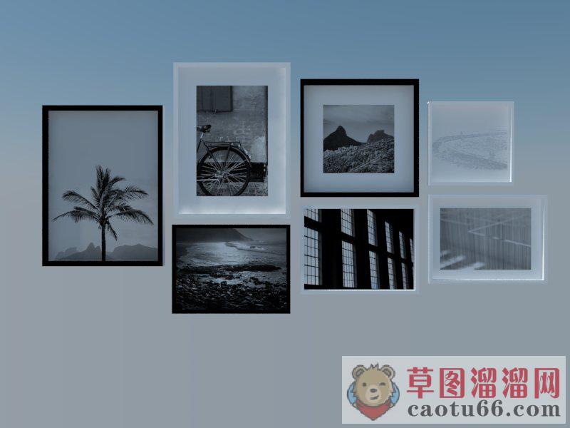 照片墙装饰挂画SU模型