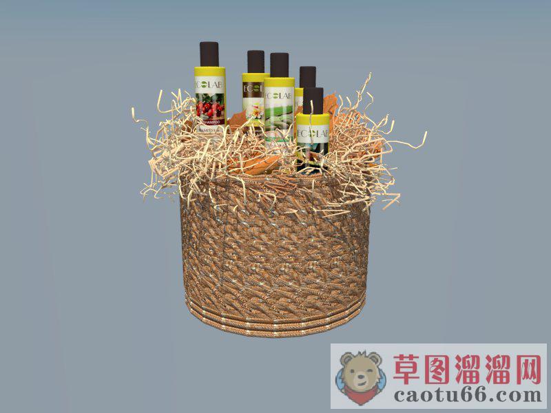 画轴藤制箩筐SU模型