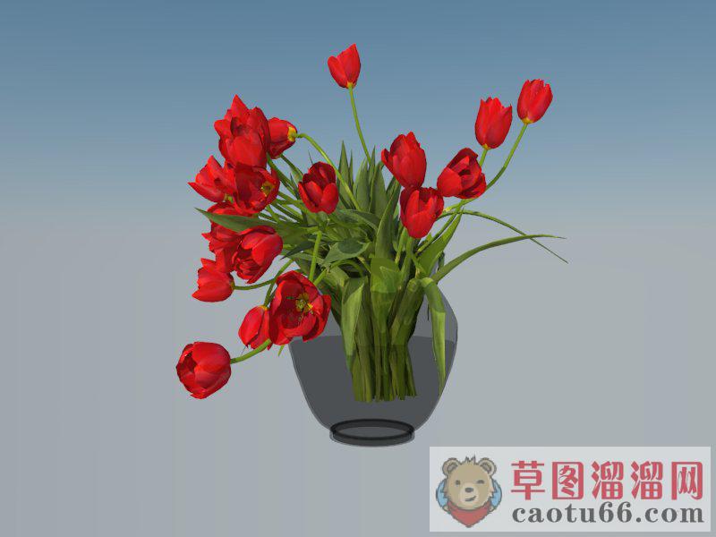 玫瑰花花瓶SU模型