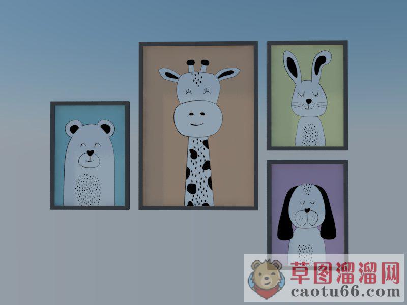 小动物照片墙SU模型