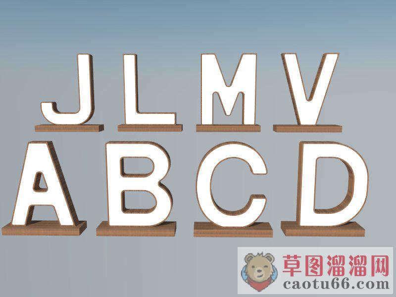 英文字母工艺品SU模型