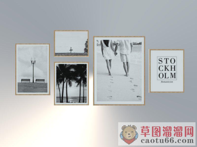 照片墙装饰品画SU模型