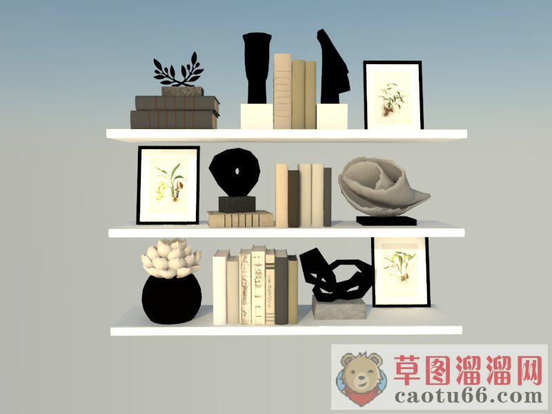 书本工艺品花盆SU模型