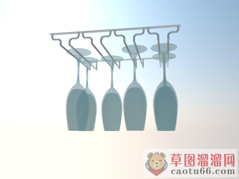 现代红酒杯倒挂架SU模型