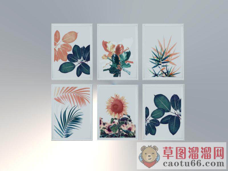 照片墙装饰画SU模型