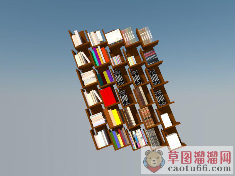 创意斜书架书本SU模型