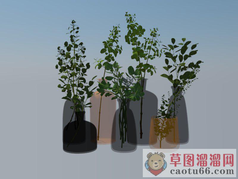花瓶装饰插花SU模型