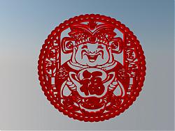 财神爷窗花剪纸SU模型
