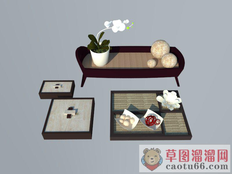 中式桌子工艺品SU模型