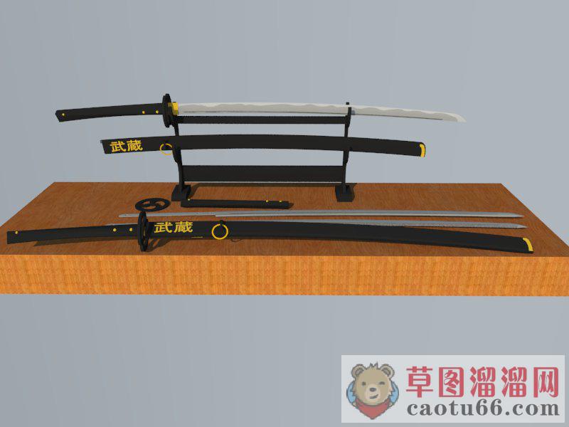 东洋刀武士刀装饰品SU模型