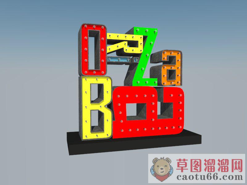 字母工艺品摆件SU模型