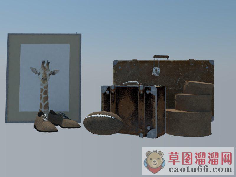 橄榄球老旧箱子SU模型