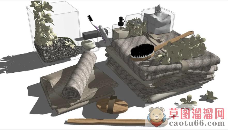 牙膏牙刷刷子SU模型