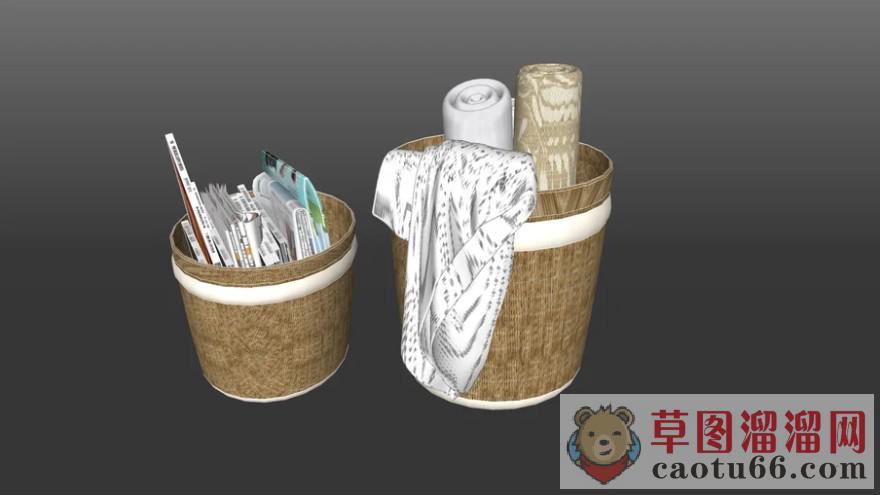 装饰物书本箩筐SU模型